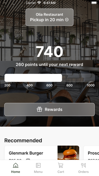 Olia Restaurant app screenshot