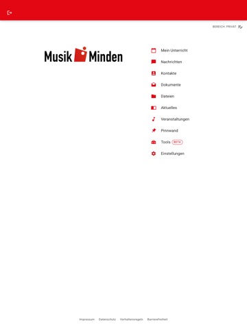 Musikschule Minden iPad screenshot