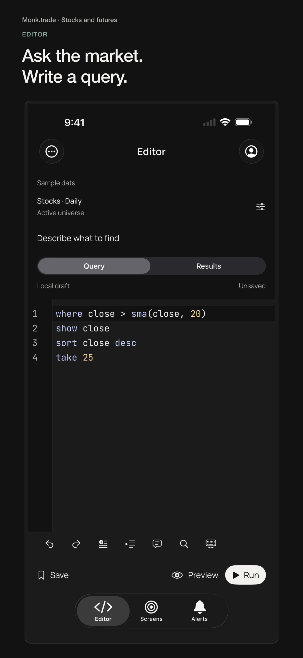 Screenshot 1 of Monk.trade: Market Research