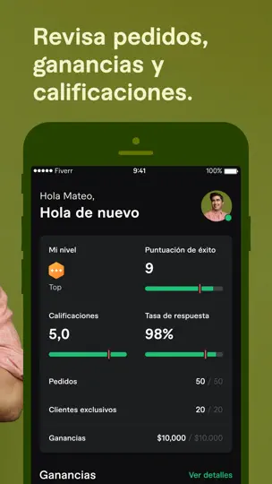 Captura de pantalla de Fiverr - Servicios Freelance en iPhone 9