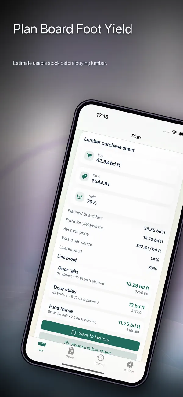 Screenshot #1 pour BoardFoot Yield Planner