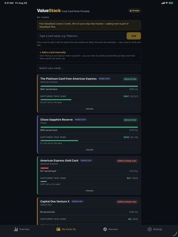 ValueStack iPad screenshot