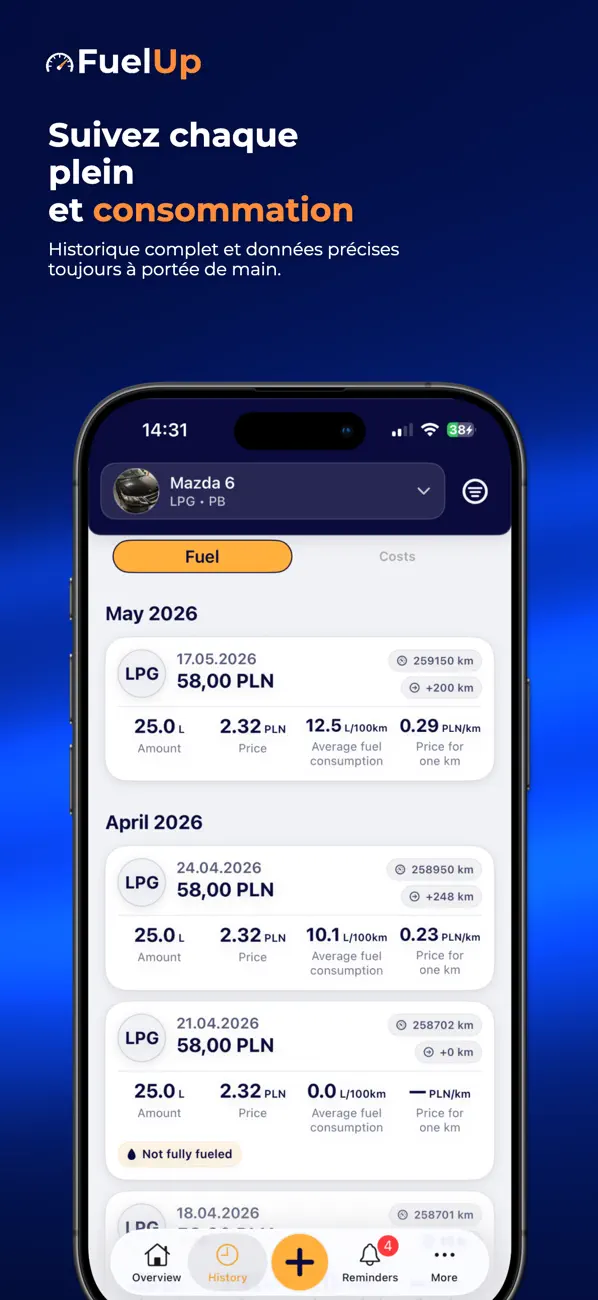 Screenshot #2 pour FuelUp – Coûts auto