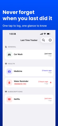 Log It: Last Time Tracker Screenshot 1 of 4