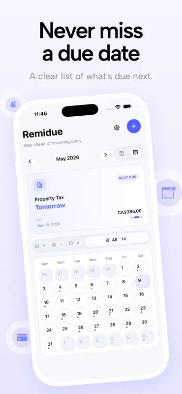 Remidue - Due Reminder screenshot 2 of 4