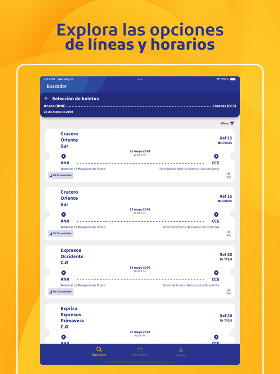 Busi Boletos iPad screenshot 4 - Travel app