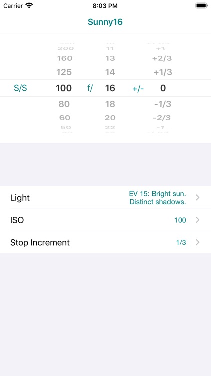 Sunny16 exposure calculator