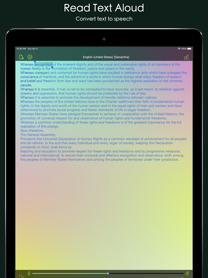 #1. Aloud!, text to speech reader (iOS) 由: Chun Kai Lau