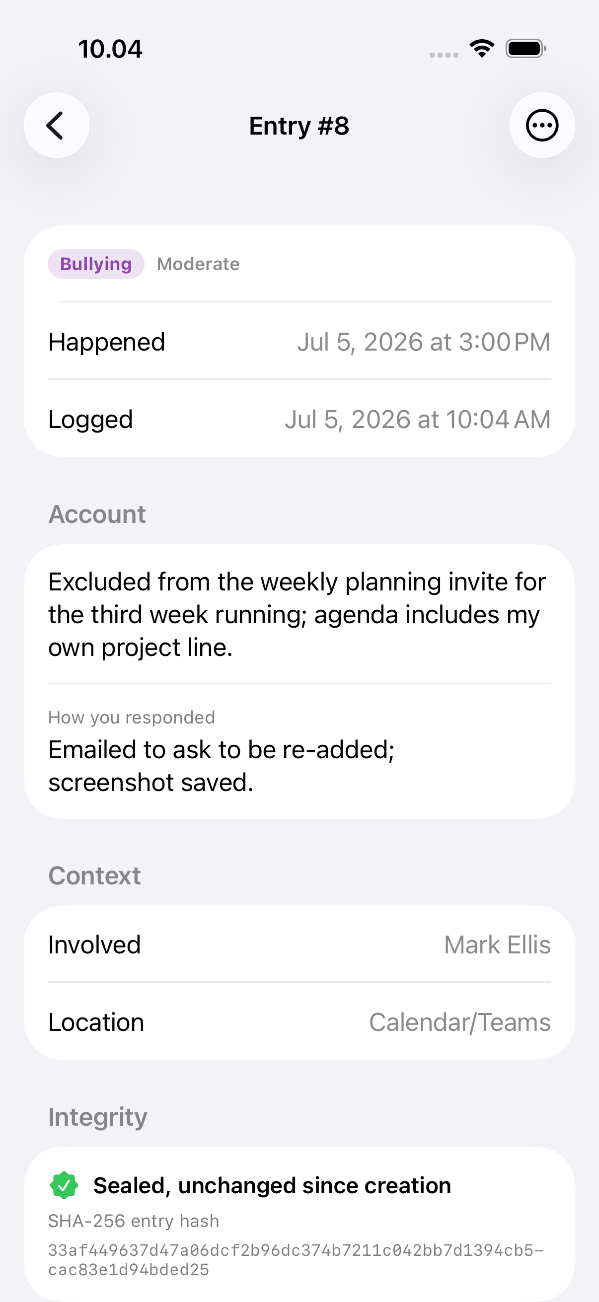 Workplace Log: Incident Diary screenshot 3