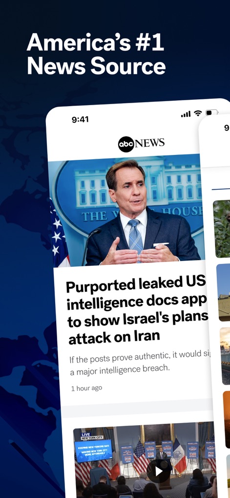 ABC News: Live Breaking News - このアプリは、ホーム画面で最新の主要ニュースと、下部に配置されたライブビデオのプレビューを通じて、ユーザーにトップニュース速報をリアルタイムで提供します。