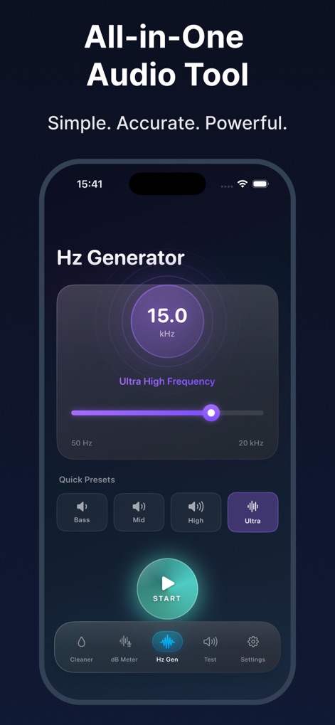 Water Eject · Speaker Сleaner - Uncover the powerful Hz Generator, enabling users to fine-tune frequencies with a precise slider and quickly select from specialized tone presets.