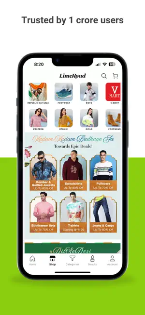 LimeRoad Online Shopping App iPhone screenshot 2