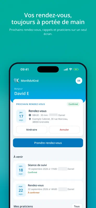 Mon RDV Kiné - Patient screenshot 1 of 5