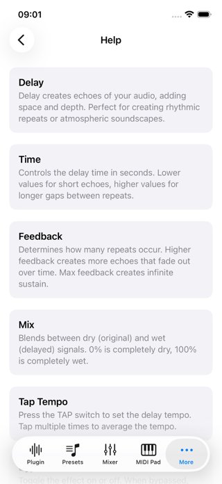 Delay Pedal: AUv3 Plugin Screenshot 5 of 6