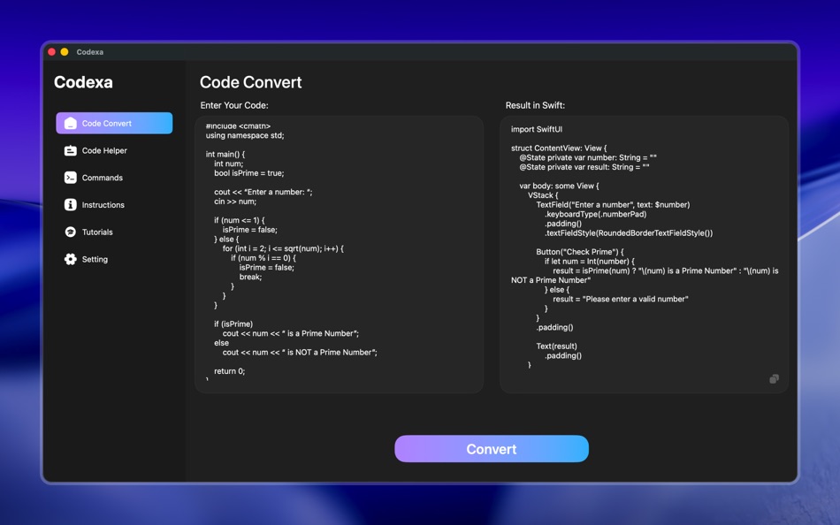 #1. Codexa – Ai Code Converter (macOS) Με: Sami Ullah