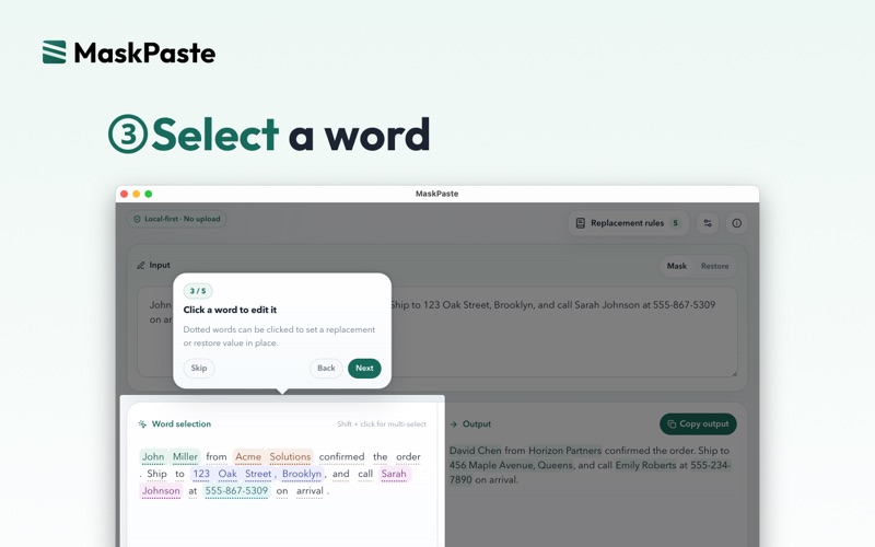 MaskPaste: Redact Before AI iPhone screenshot