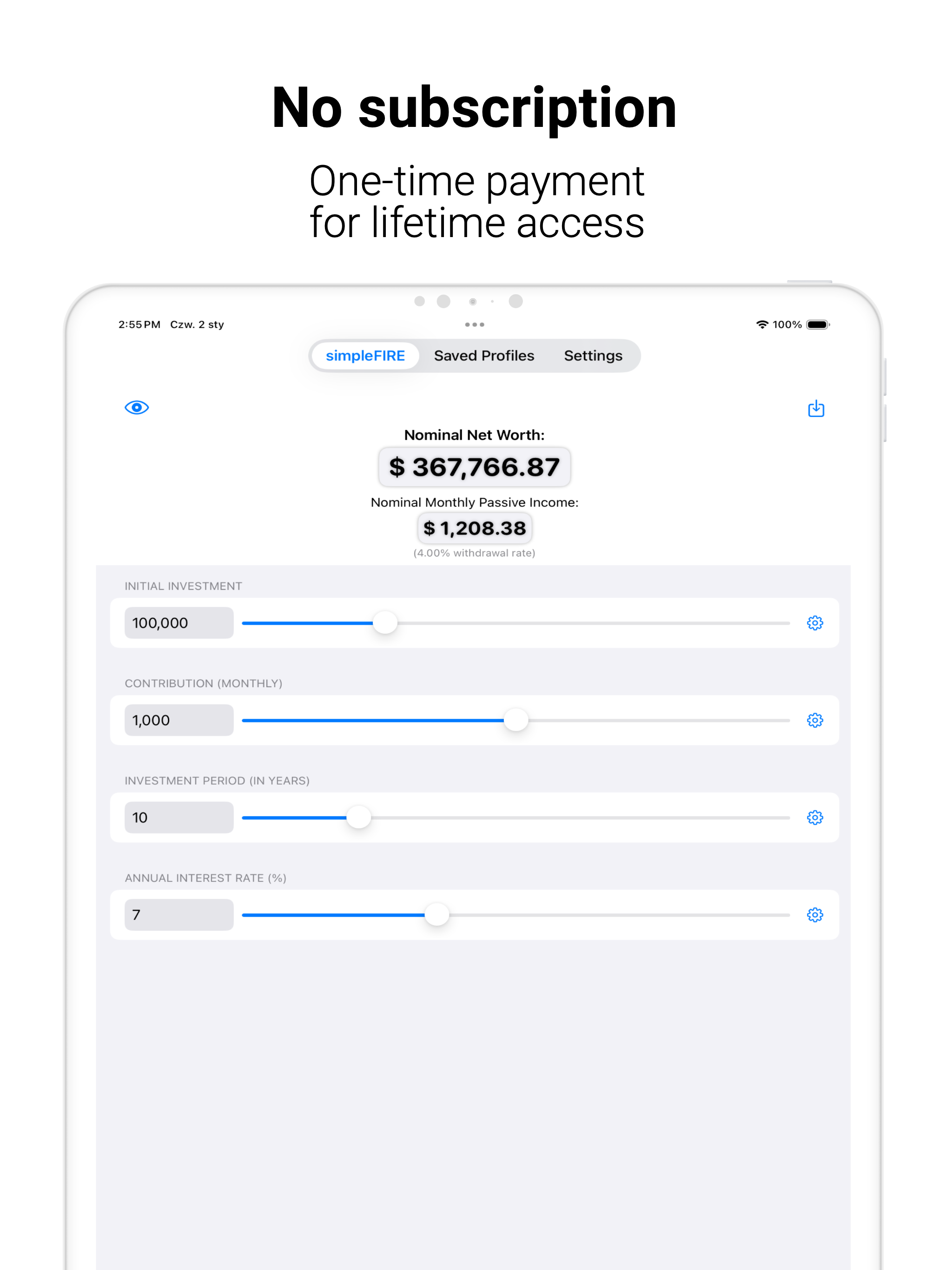 simpleFIRE: FIRE Calculator