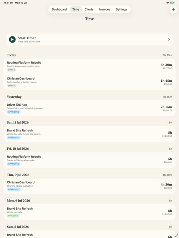 ContractHours iPad screenshot