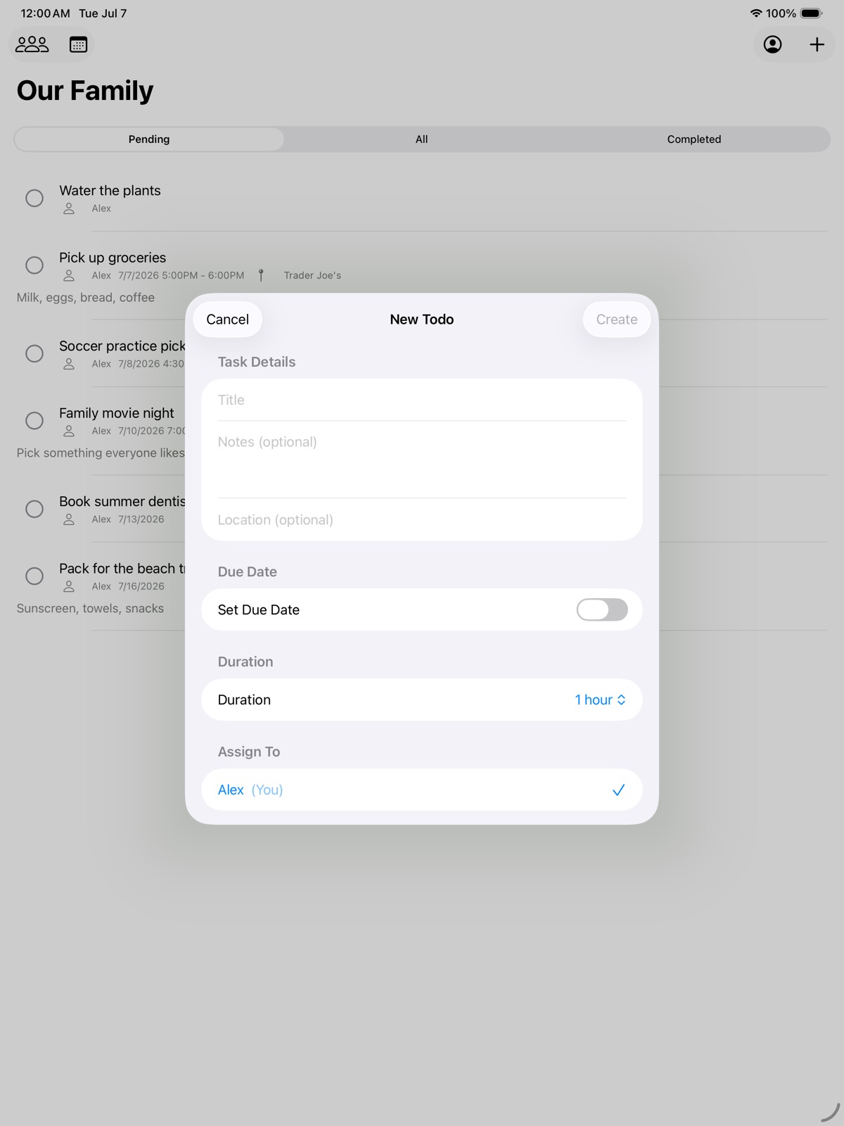 Family Shared Tasks: Todo List ipad screenshot 3