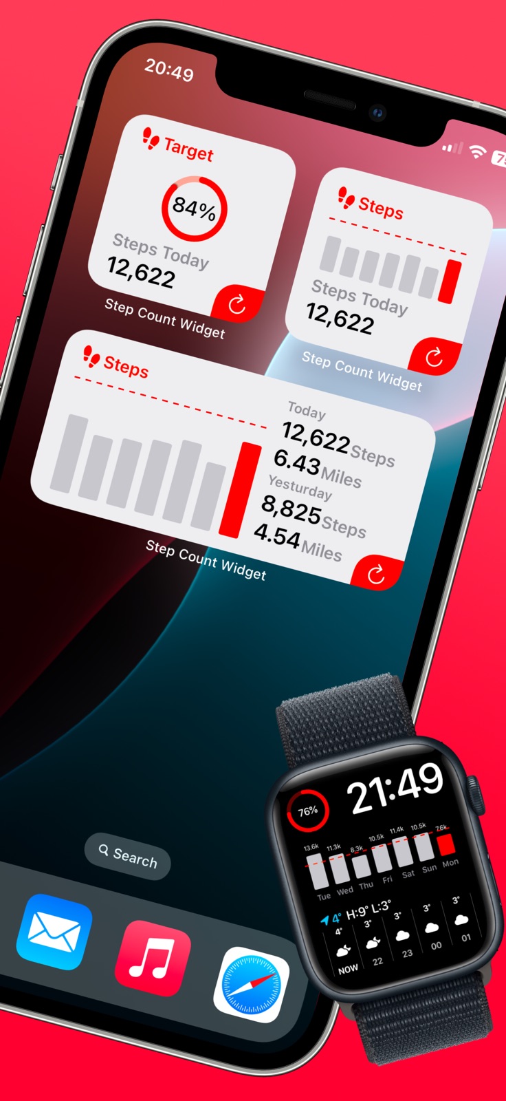 Step Count Widget - Pedometer iphone screenshot 1