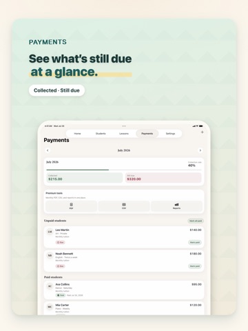 Lessonory: Tuition Tracker iPad screenshot