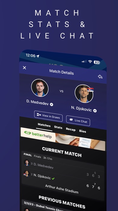 TennisONE - Tennis Live Scores Screenshot
