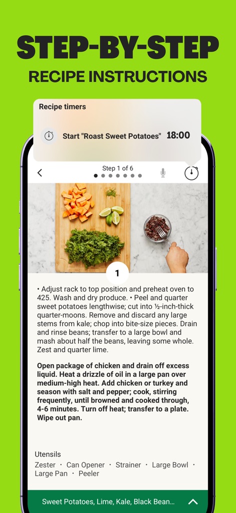 HelloFresh: Meal Kit Delivery - The app provides clear, step-by-step recipe instructions accompanied by practical integrated timers to ensure perfect meal preparation.