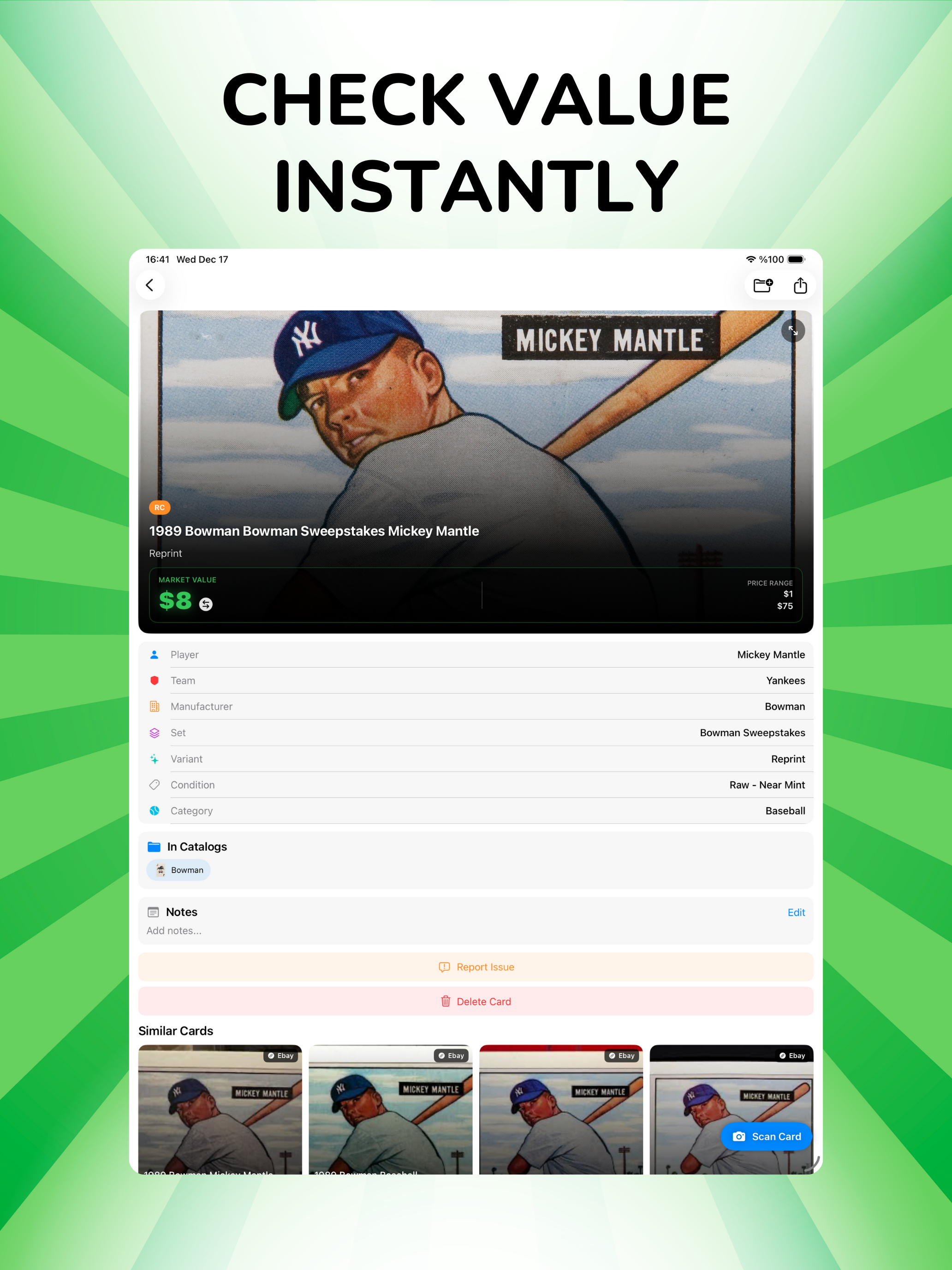 Sports Cards Value Scanner