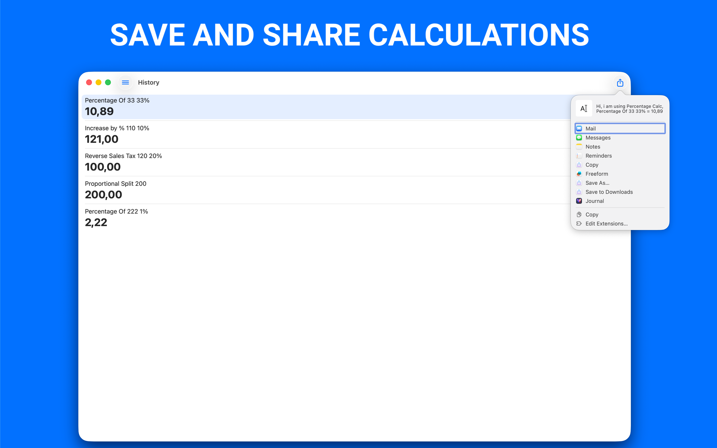 Percentage Calc: Calculator