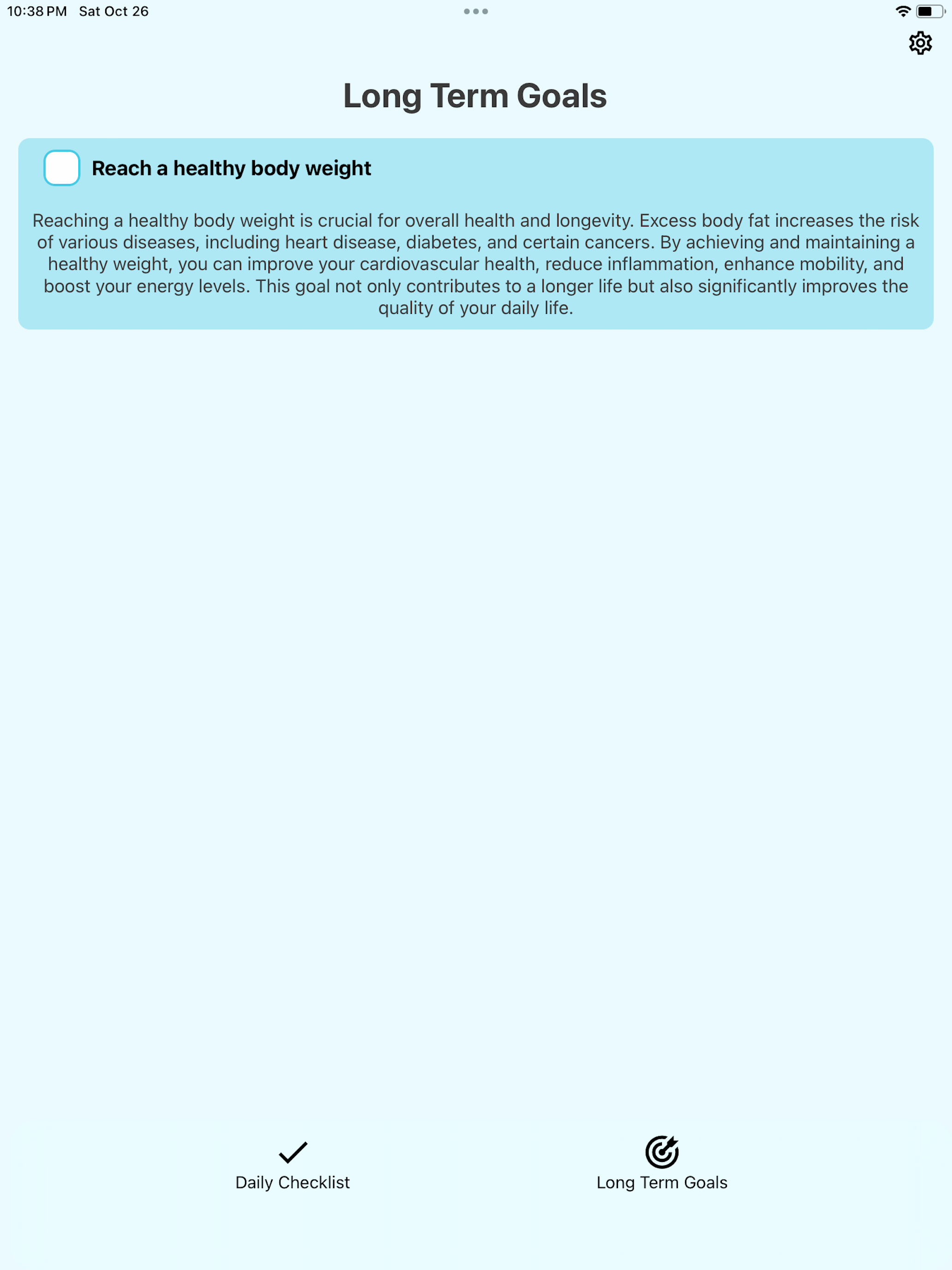 Longevity Checklist screenshot 7