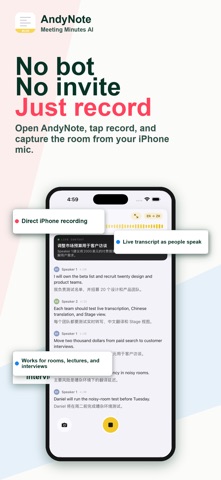 AndyNote - Meeting Minutes AI iPhone screenshot