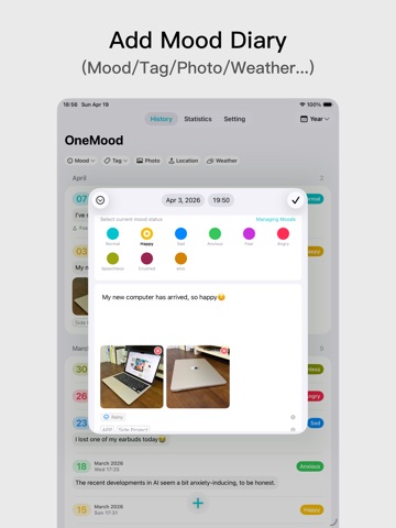 OneMood-Emotion Mood Tracker iPad screenshot