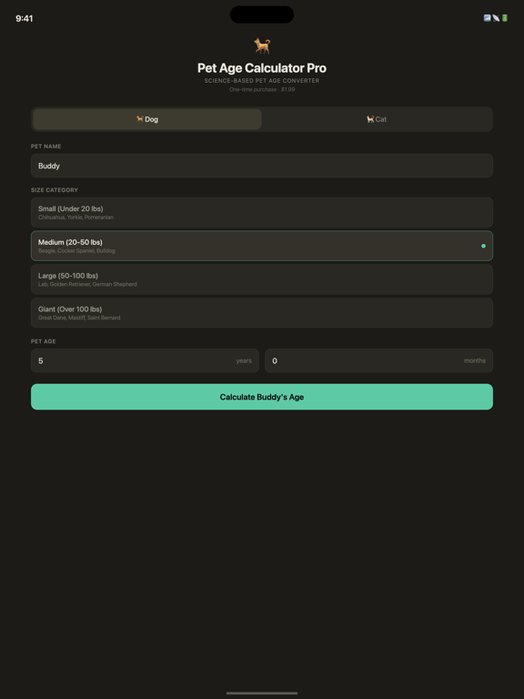 Screenshot #4 pour Pet Age Calculator Pro