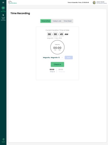 PFI Time Sheet iPad screenshot