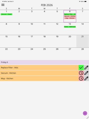 Chore Calendar iPad screenshot