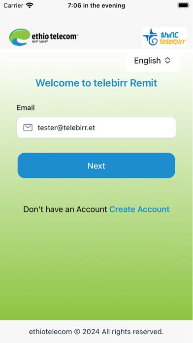 telebirr Remit Screenshot