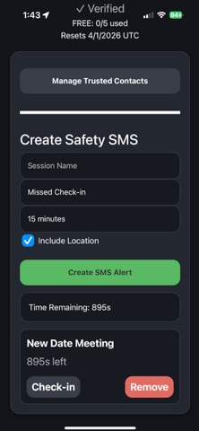 Safety Send SMS iPhone screenshot