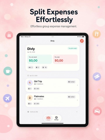 Divly: Split Expenses iPad screenshot