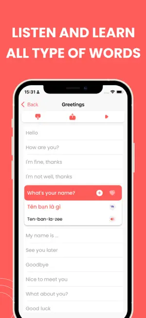 Learn Vietnamese - Phrasebook screenshot 2
