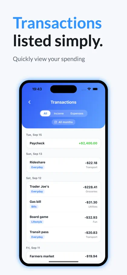 Screenshot 5 di 6 di TapSheet: Budget App