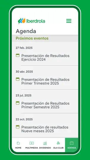 Captura de pantalla de Iberdrola Inversores en iPhone 4