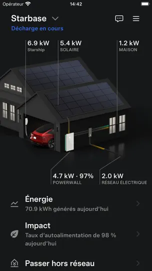 Capture d'écran de Tesla sur iPhone 4