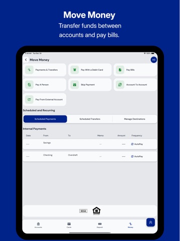 Aspen FCU Mobile Banking iPad screenshot
