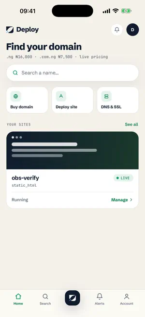 Deploy: Web Hosting & .ng screenshot 1