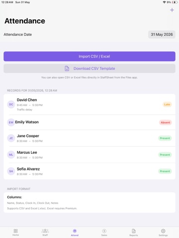 StaffSheet iPad screenshot