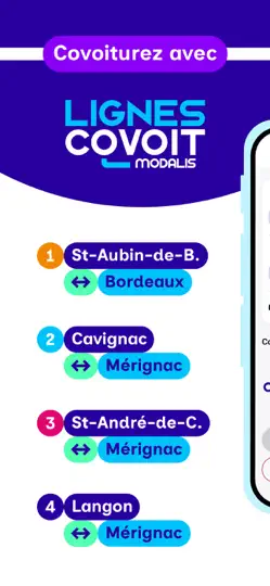 Capture d'écran de Lignes Covoit Modalis sur iPhone 6