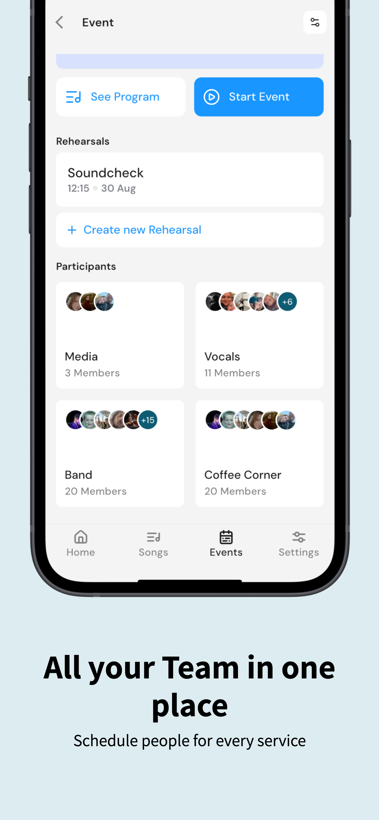 OnStage: Worship Team Planner