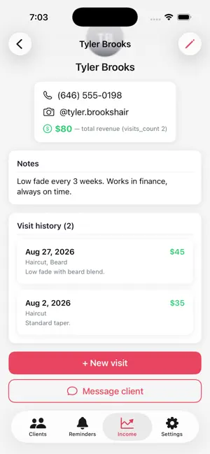 Client Chair: Barber CRM screenshot 4