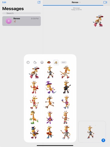 Roller Giraffe Stickers iPad screenshot