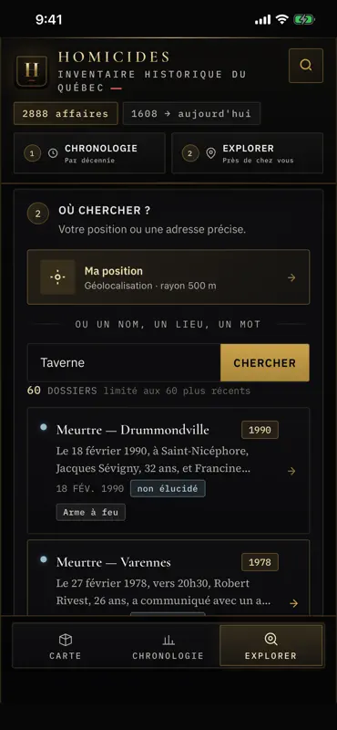 HOMICIDES QUÉBEC screenshot 2 of 4